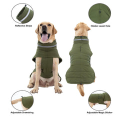 Mklhgty waterproof dog coat green S side profile with snug fit.