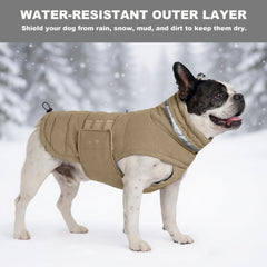 Mklhgty waterproof dog coat reflective neck strip emphasizes night safety for visible walks.