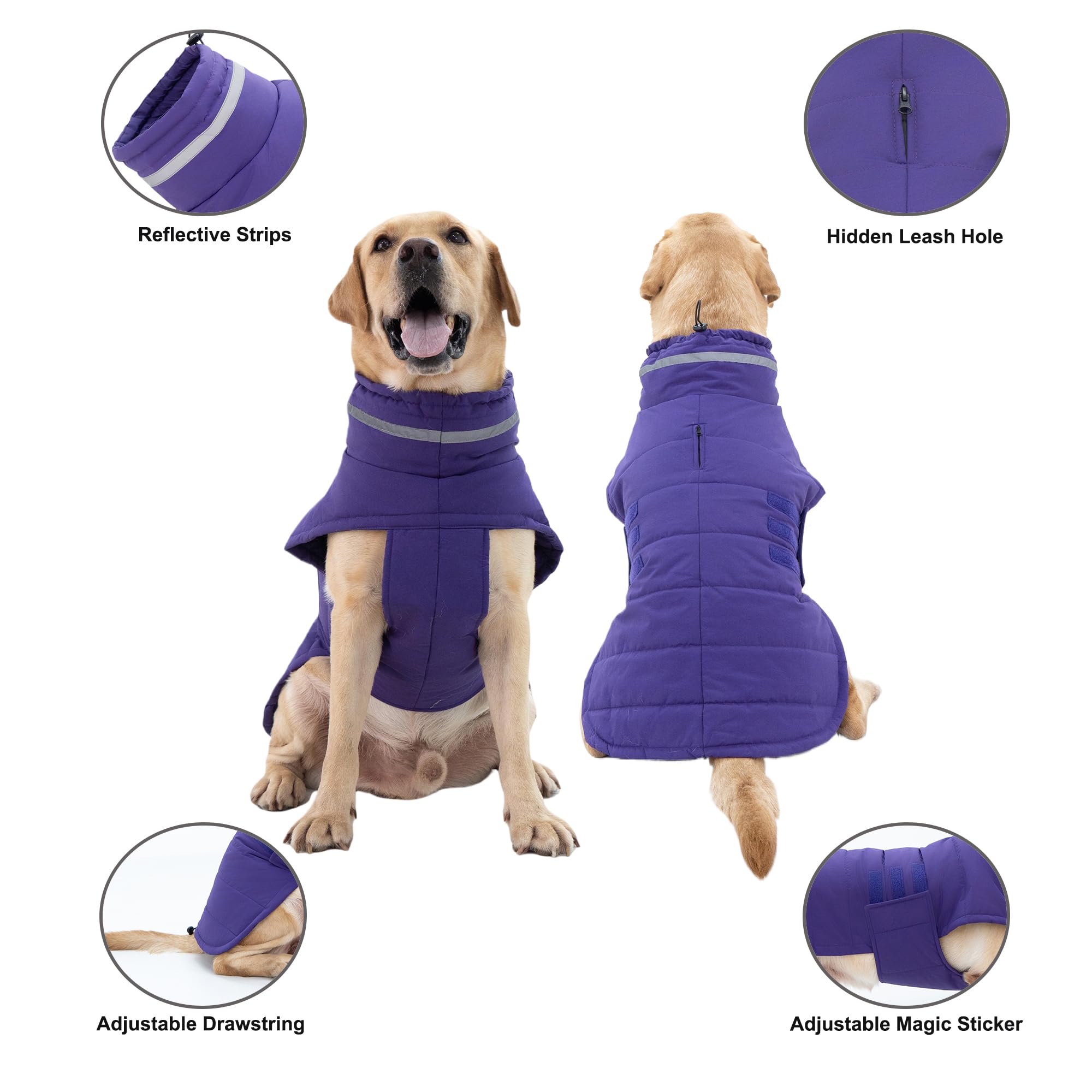 Mklhgty winter dog jacket small purple close-up fabric detail for wind protection