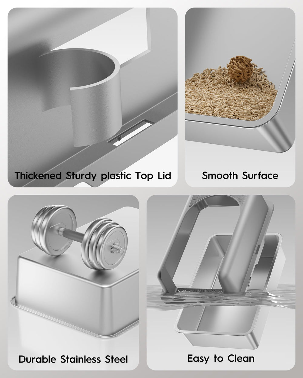 MLIKLU litter box safety latch keeps the enclosure secure during use and cleaning.