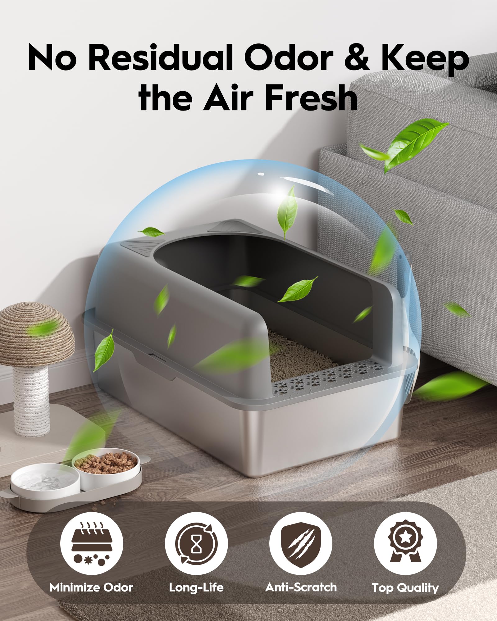 MLIKLU non-stick stainless steel interior enables easy wipe-down and odor resistance.