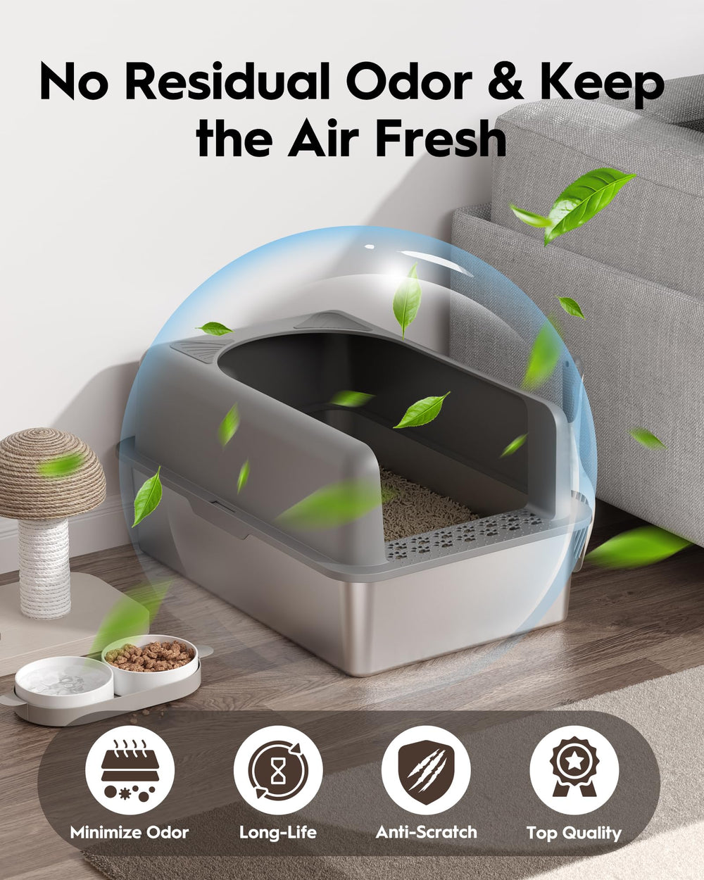MLIKLU non-stick stainless steel interior enables easy wipe-down and odor resistance.