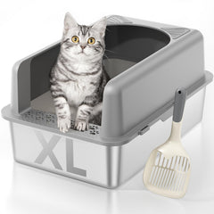 MLIKLU stainless steel litter box base-tray, easy to clean and rust-resistant for long-term use.