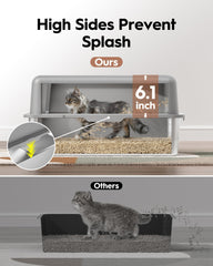MLIKLU XL enclosed litter box high-sided design reduces scatter and keeps the area neater.