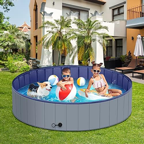 MMdipon dog pool with drain plug supports quick emptying after play