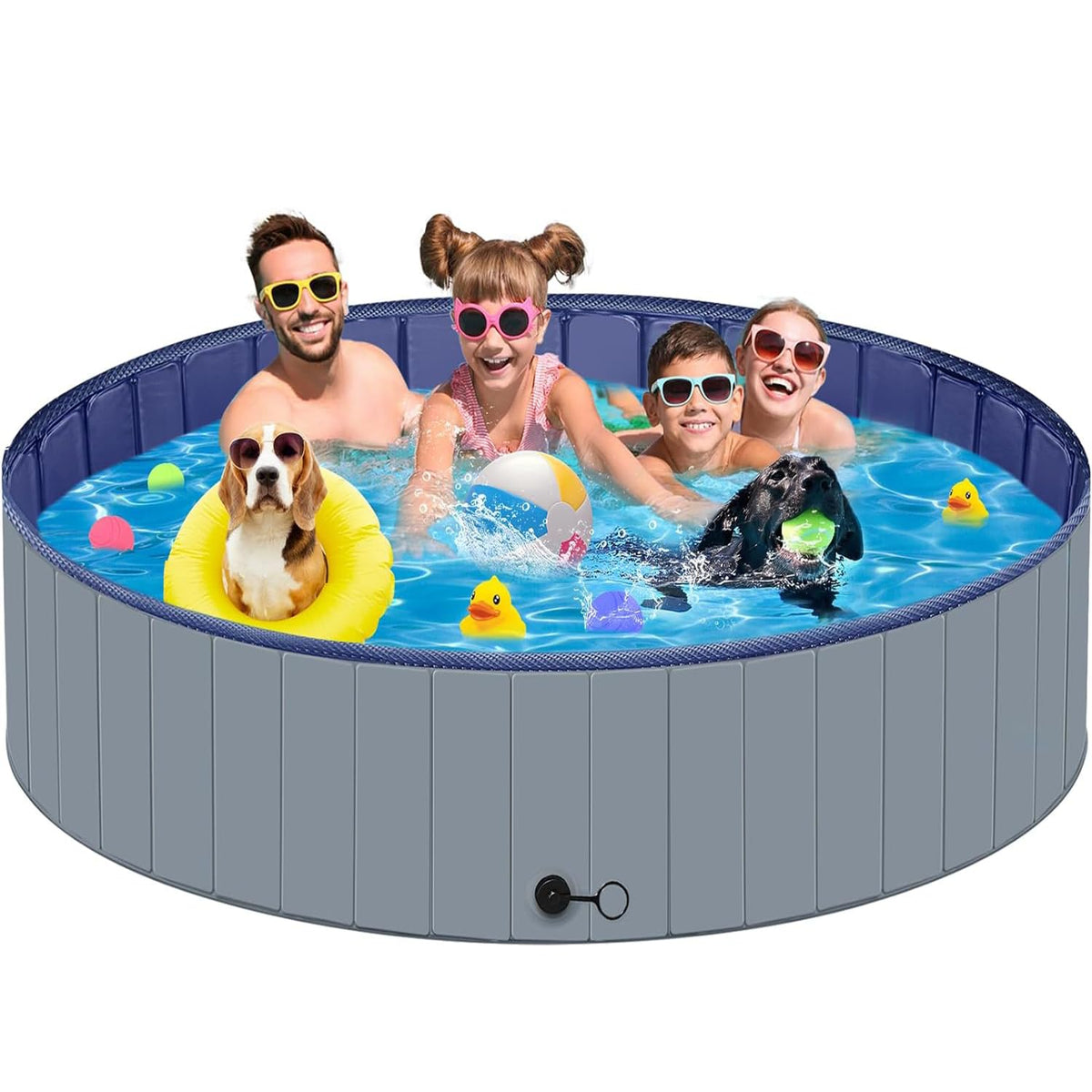 MMdipon dog pool folded for storage highlighting compact portability and quick setup