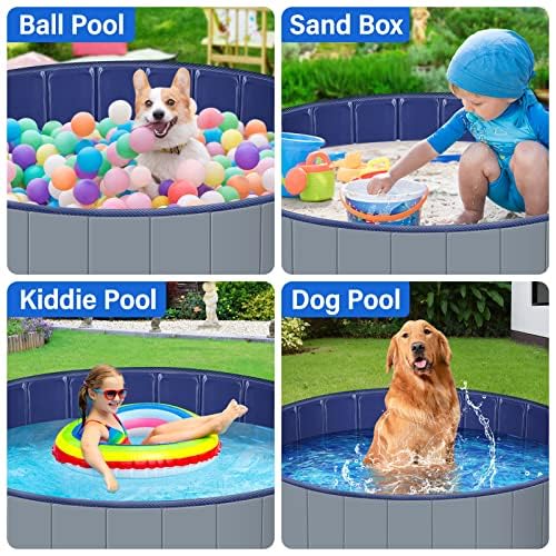 MMdipon dog pool hard plastic side profile highlights portability for trips