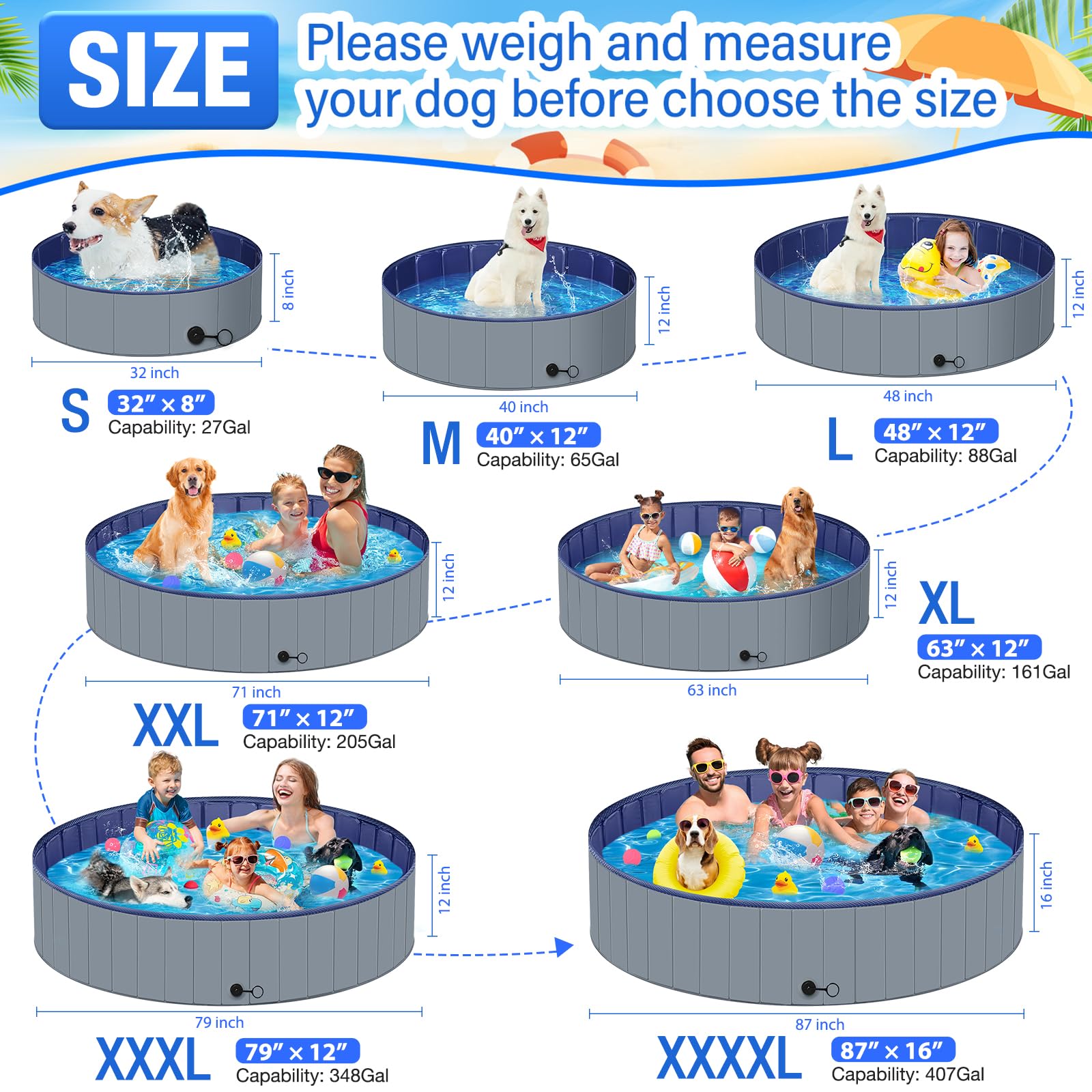 MMdipon dog pool open setup in yard ready for splashing fun