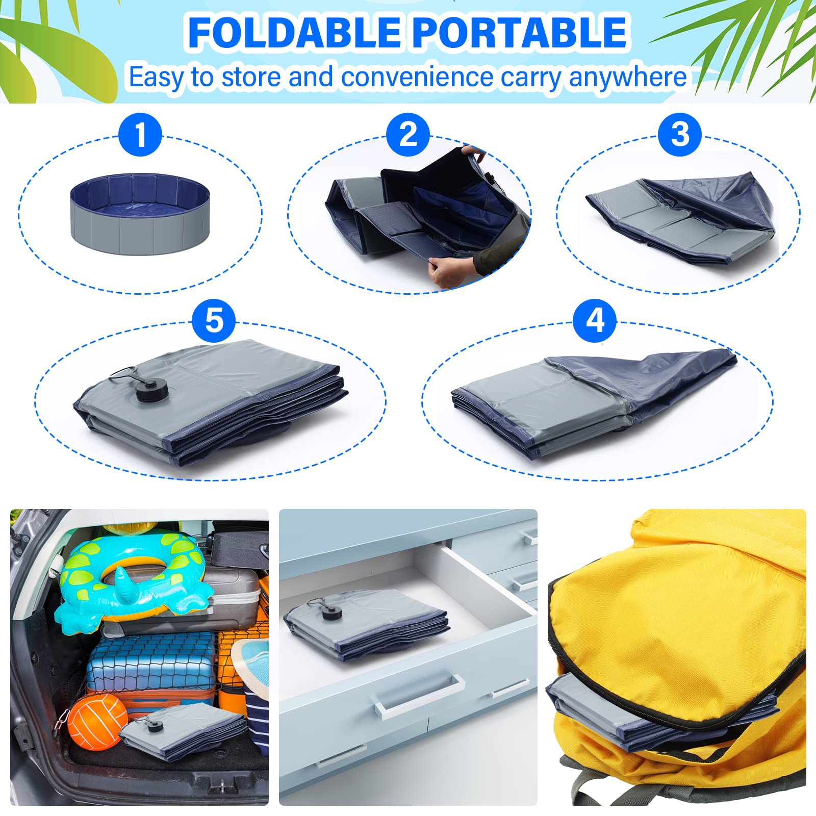 MMdipon dog pool slip-resistant base keeps paws steady during splashes