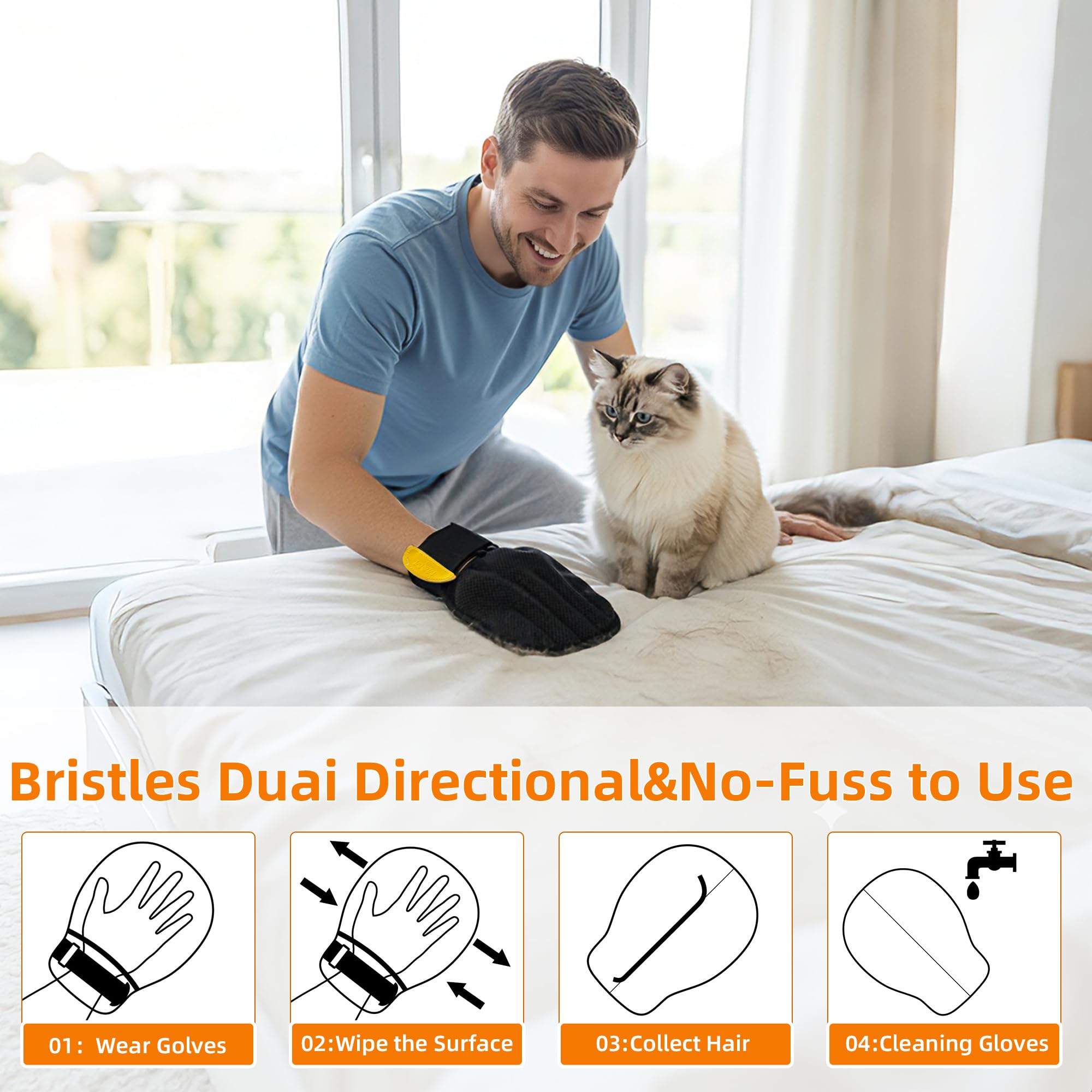 MMGOPET pet-hair-remover-glove-laundry-use shows quick fur removal before washing.