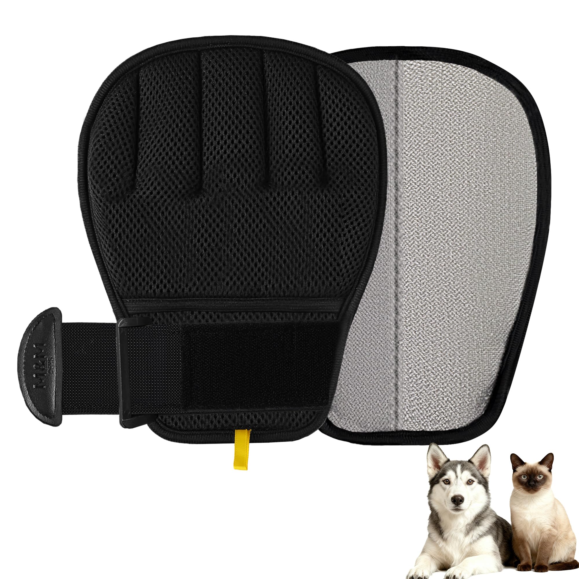 MMGOPET pet-hair-remover-glove-wrist-strap grips securely to remove fur from furniture.