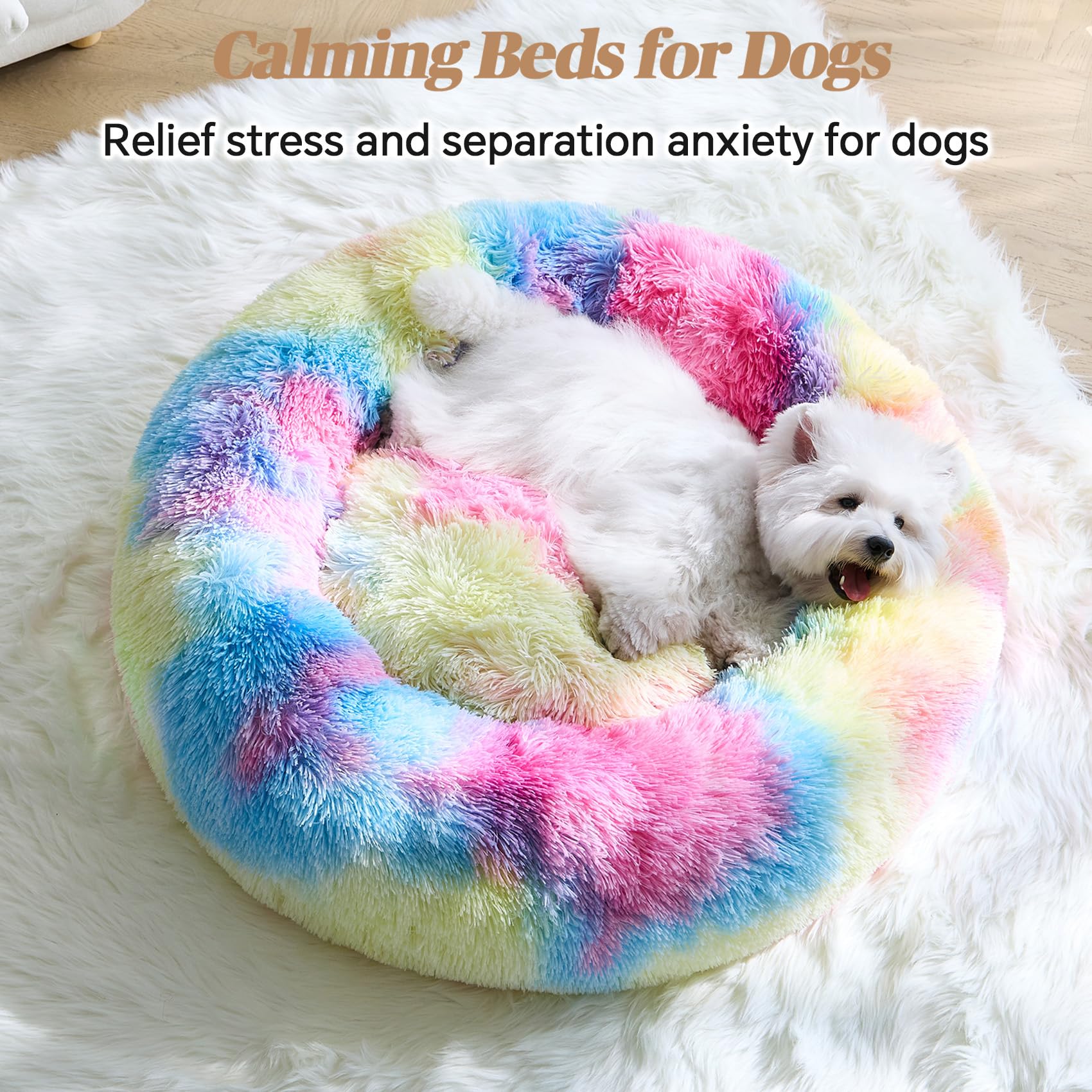 MNWHUC Calming Donut Bed raised edge supports neck during naps for better rest.