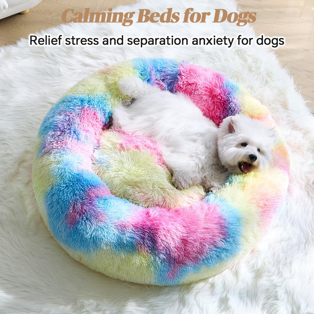 MNWHUC Calming Donut Bed raised edge supports neck during naps for better rest.