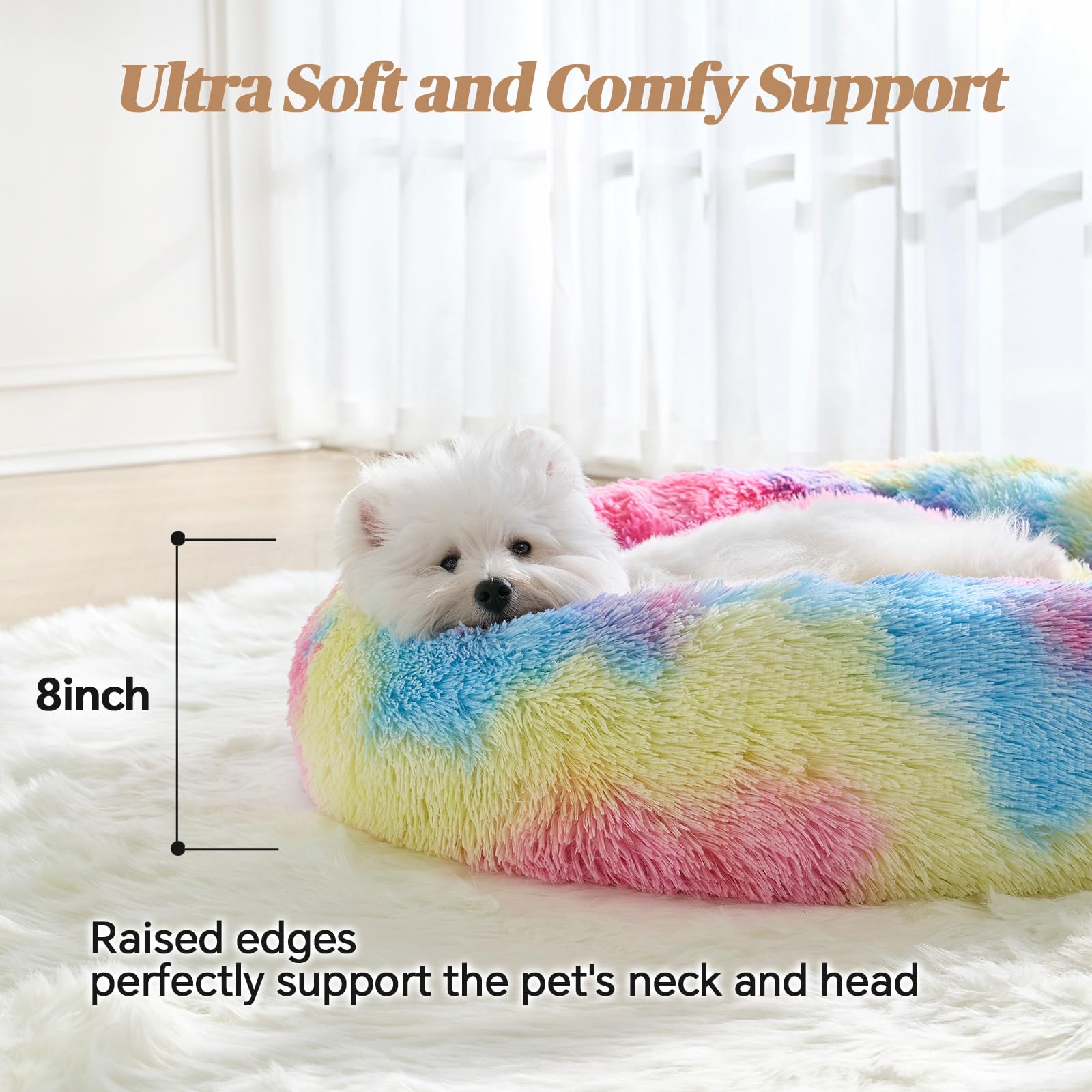 MNWHUC Calming Donut Bed nest-like setup emphasizes cozy retreat.