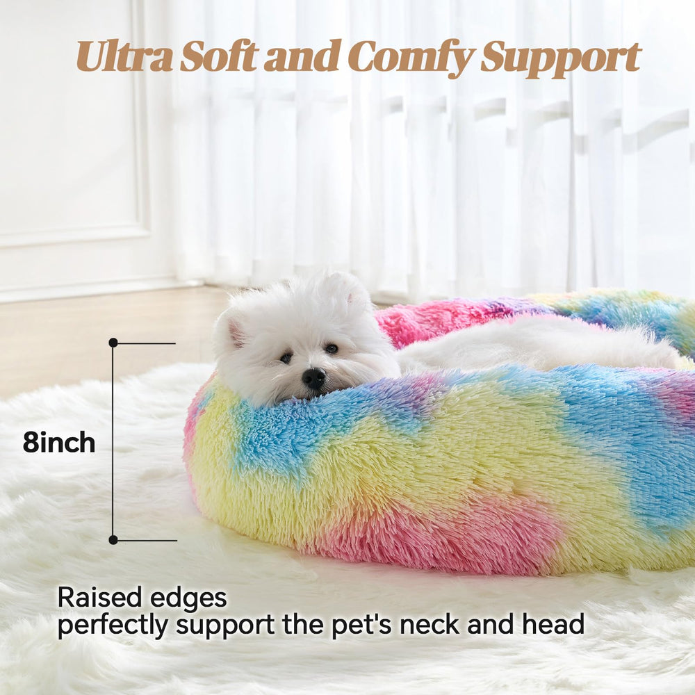 MNWHUC Calming Donut Bed nest-like setup emphasizes cozy retreat.