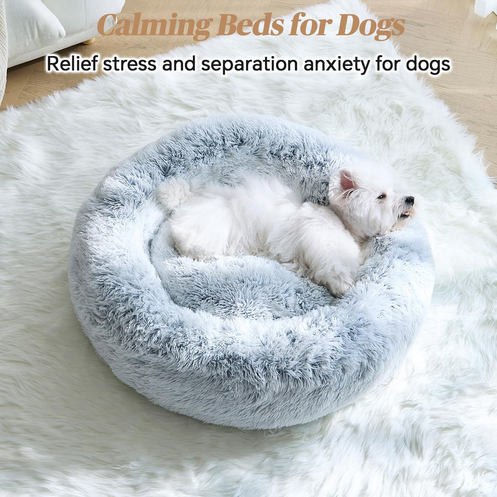 MNWHUC donut fluffy bed close-up fabric highlights plush faux fur comfort