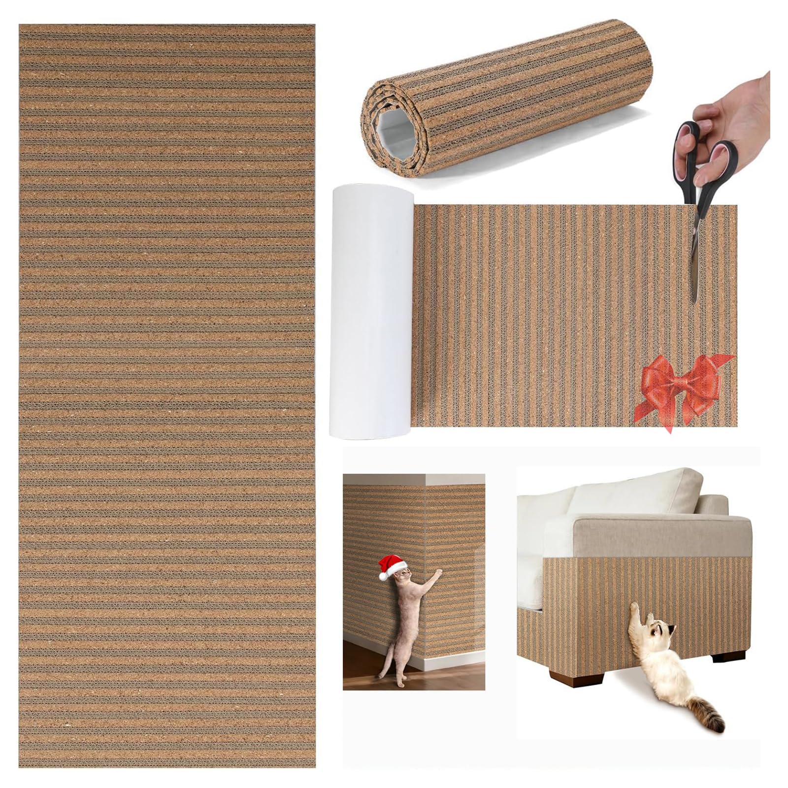 Mocherpion cat scratch pad cork texture close-up showing dual scratching options for daily feline enrichment.