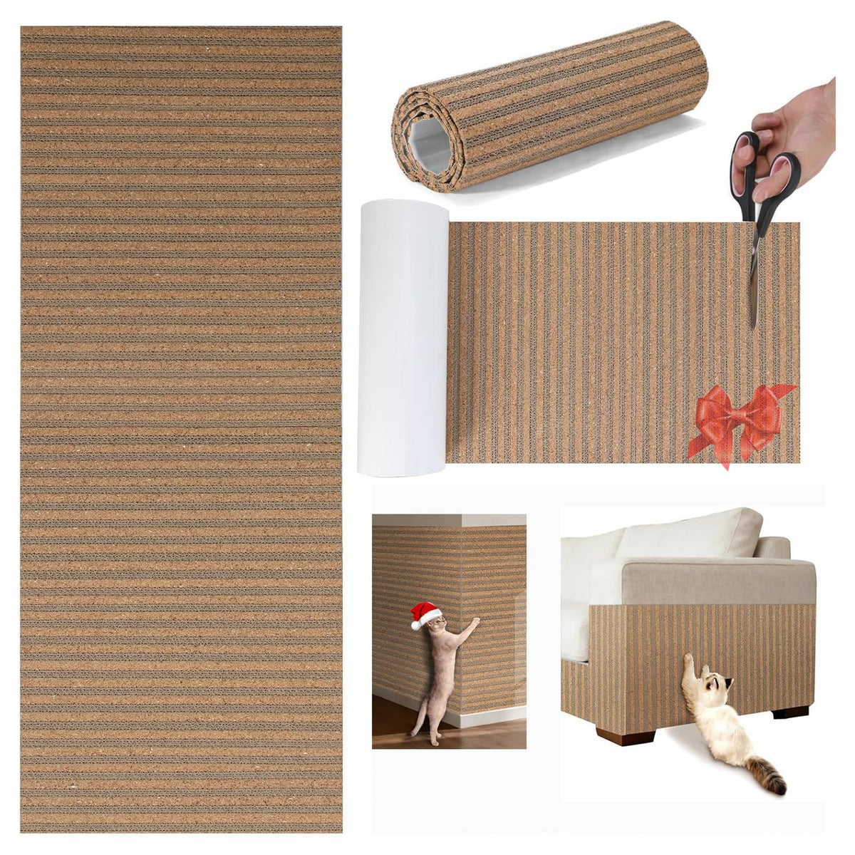 Mocherpion cat scratch pad cork texture close-up showing dual scratching options for daily feline enrichment.