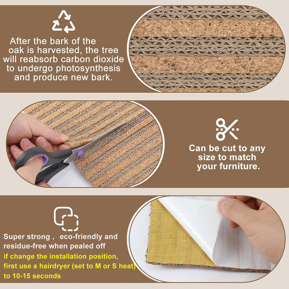 Mocherpion cat scratcher protector near furniture reduces mess during scratching sessions.