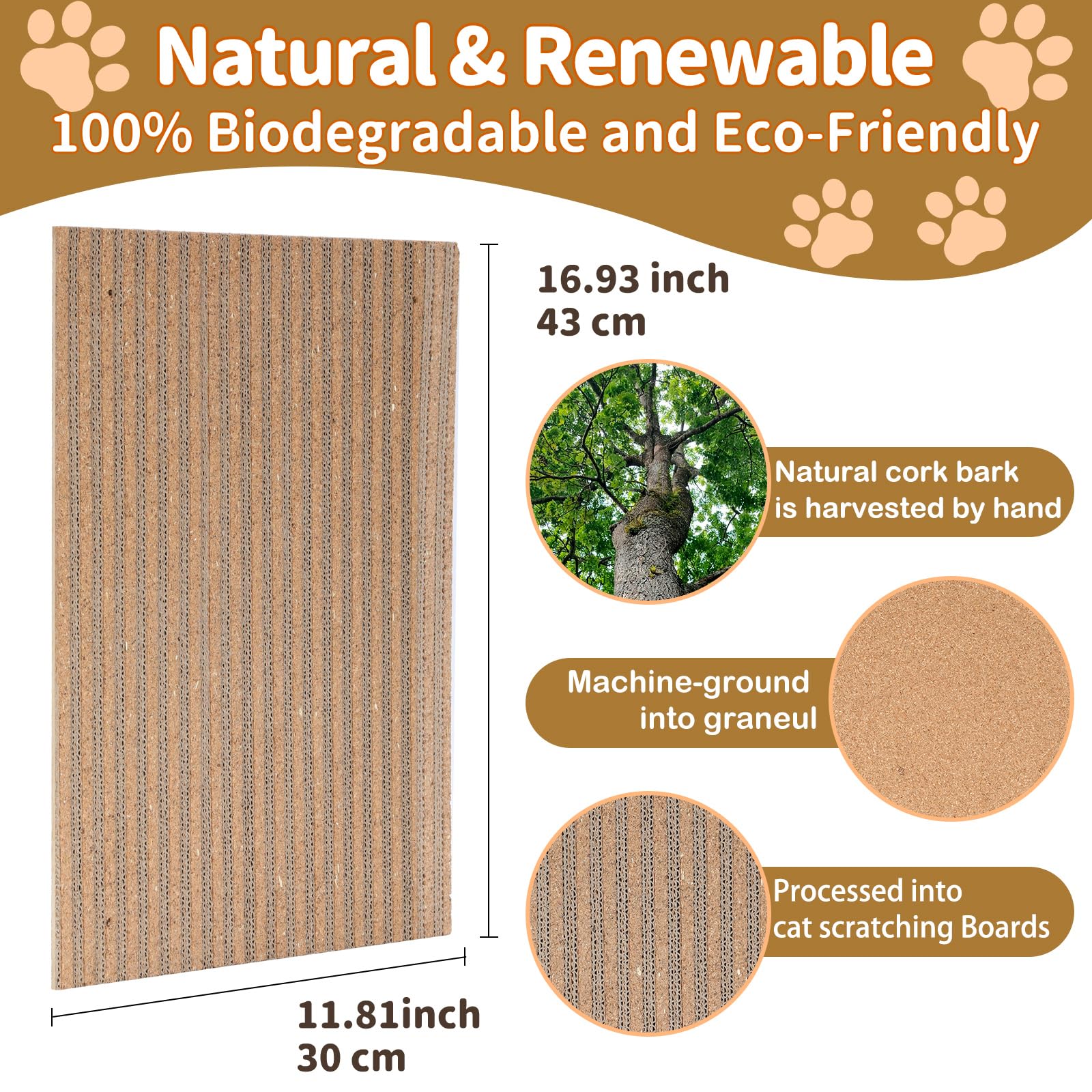 Mocherpion cork cat scratch pad floor-use demonstrates flexible 2-in-1 setup.