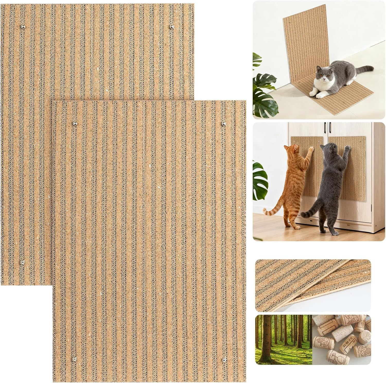 Mocherpion cork cat scratch pad wall mount saves space and protects furniture.
