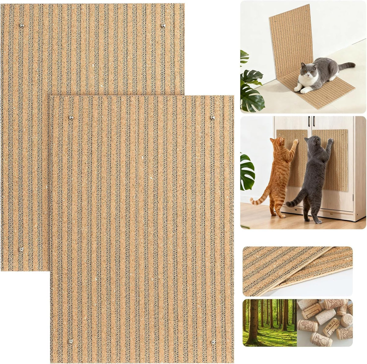 Mocherpion cork cat scratch pad wall mount saves space and protects furniture.