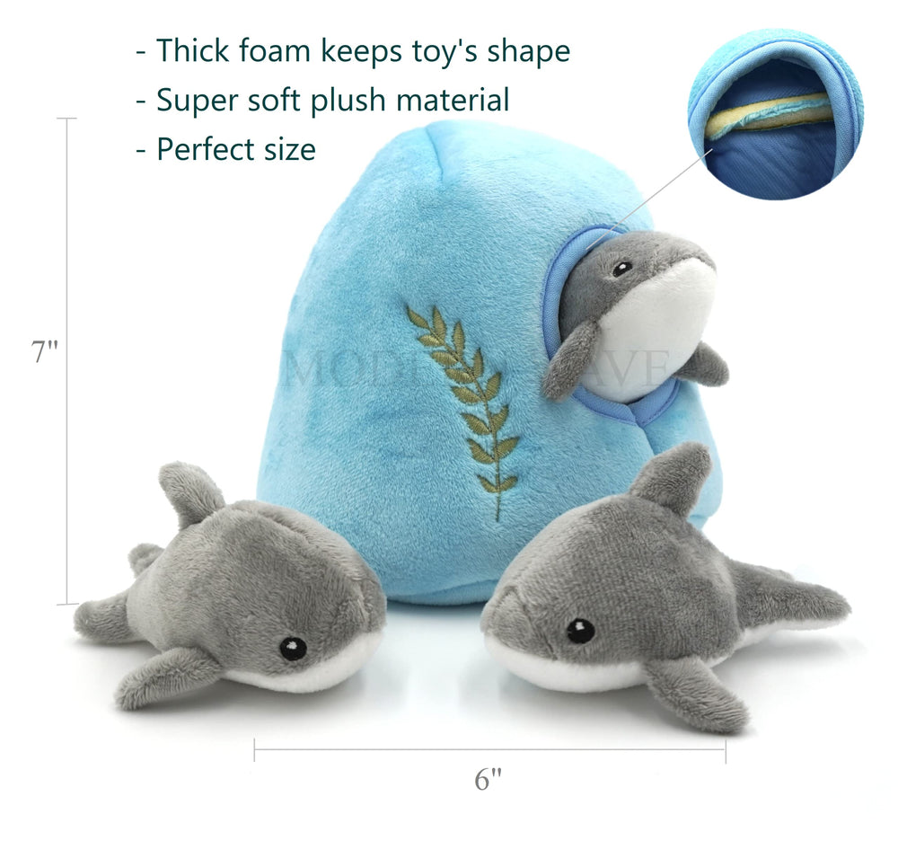 MODERN WAVE dolphins squeaker closeup showcasing premium squeaker for engaging sounds