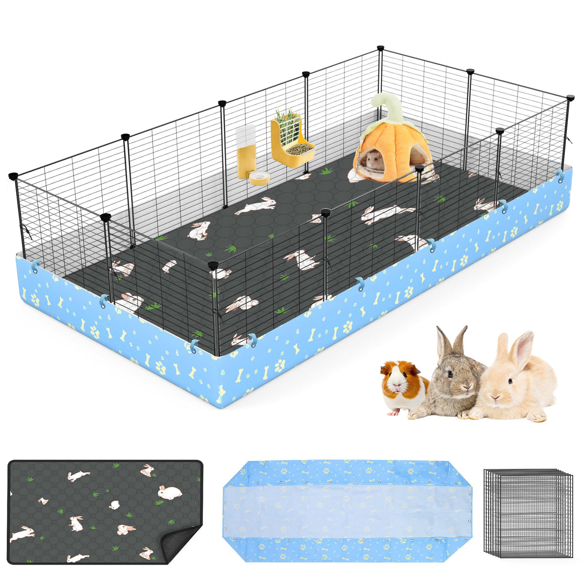MODESLAB Guinea Pig Cage front view offers a spacious 24x48 habitat for two small pets