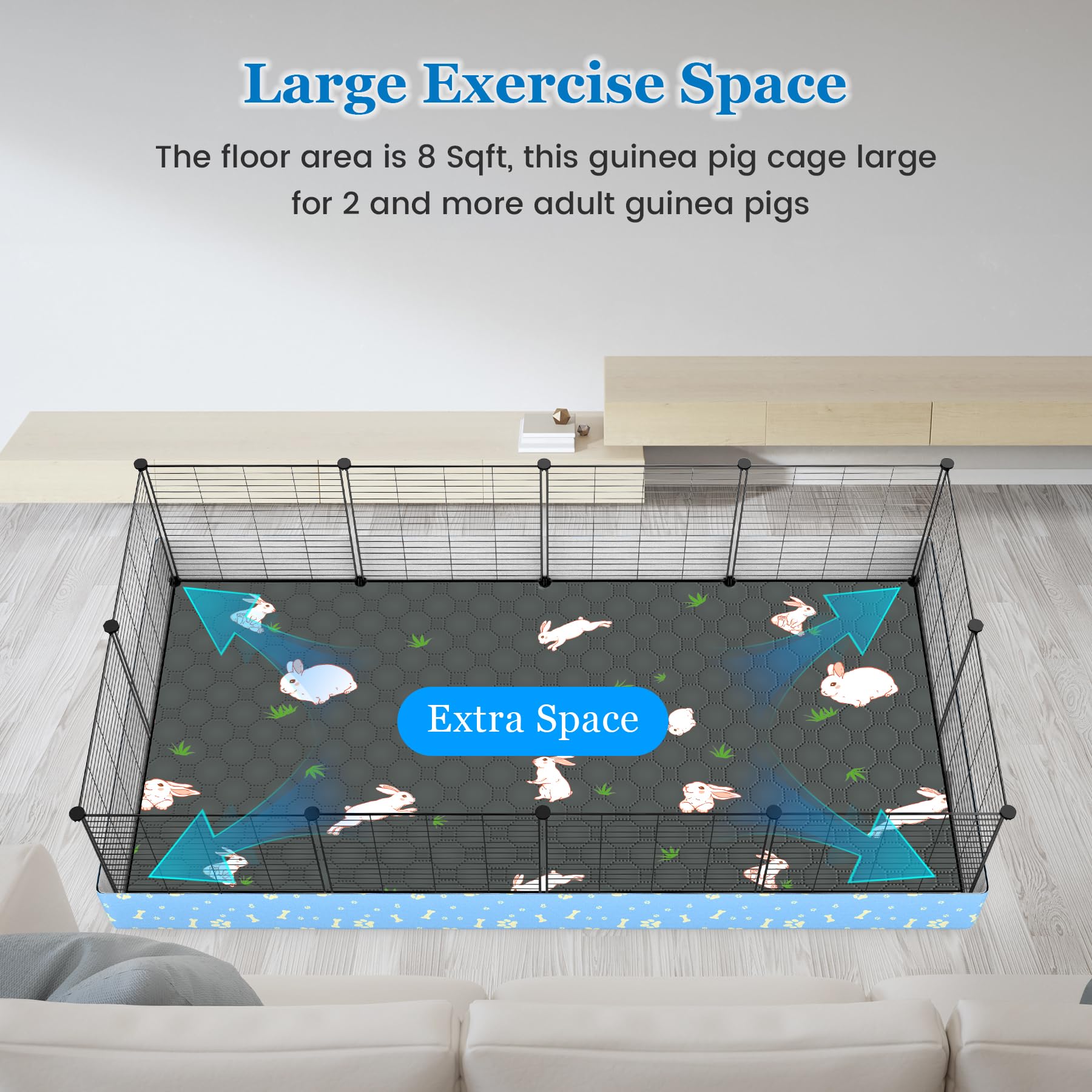 MODESLAB Guinea Pig Cage bedding liner provides a washable, leakproof surface for cozy bedding