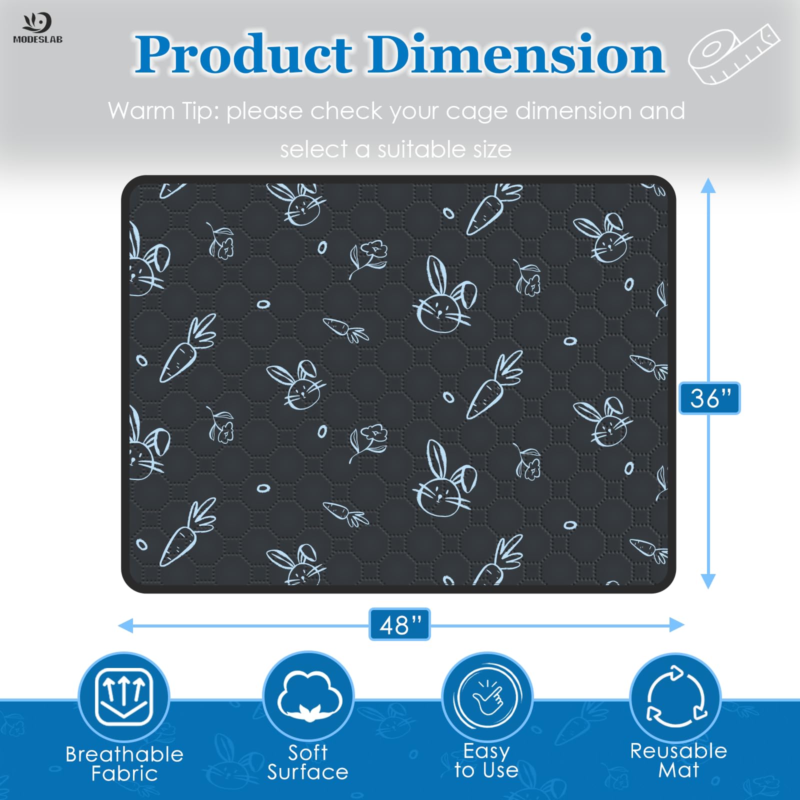 modeslab guinea pig cage liner navy bottom leak-proof backing keeps liner in place