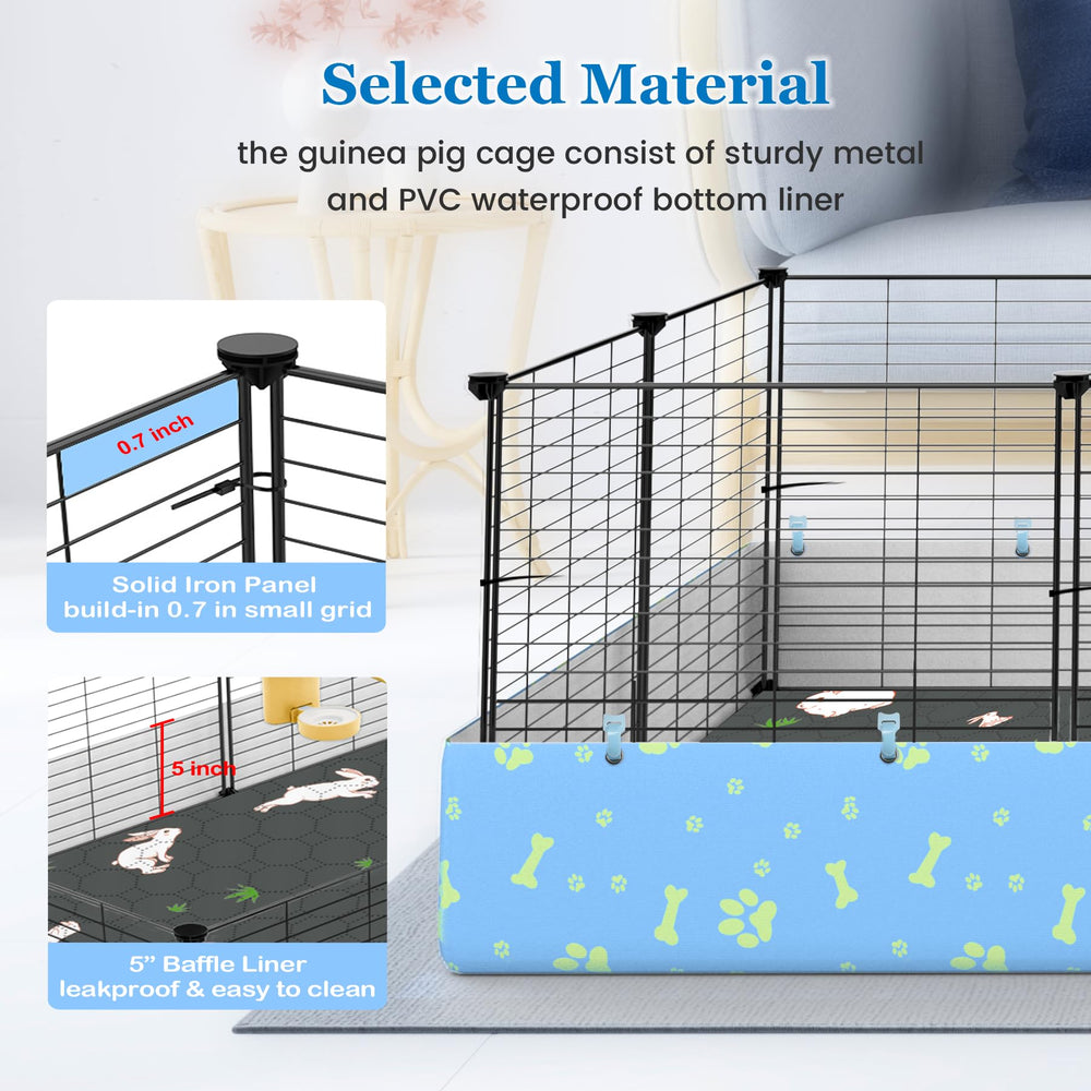 MODESLAB Guinea Pig Cage PVC tarp bottom secures hay and litter, reducing mess