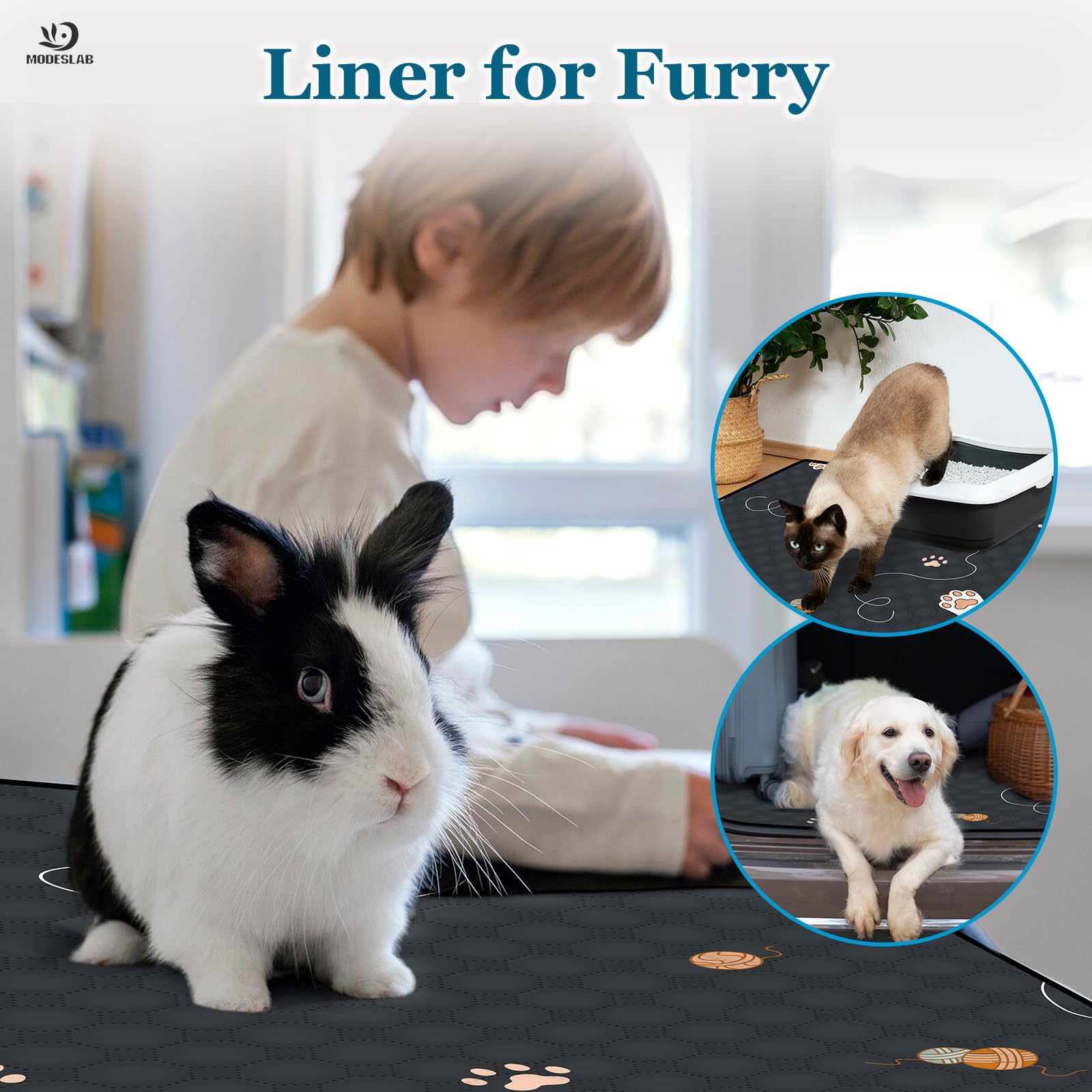 MODESLAB multi-use pad doubles as dog bed cover or litter mat.