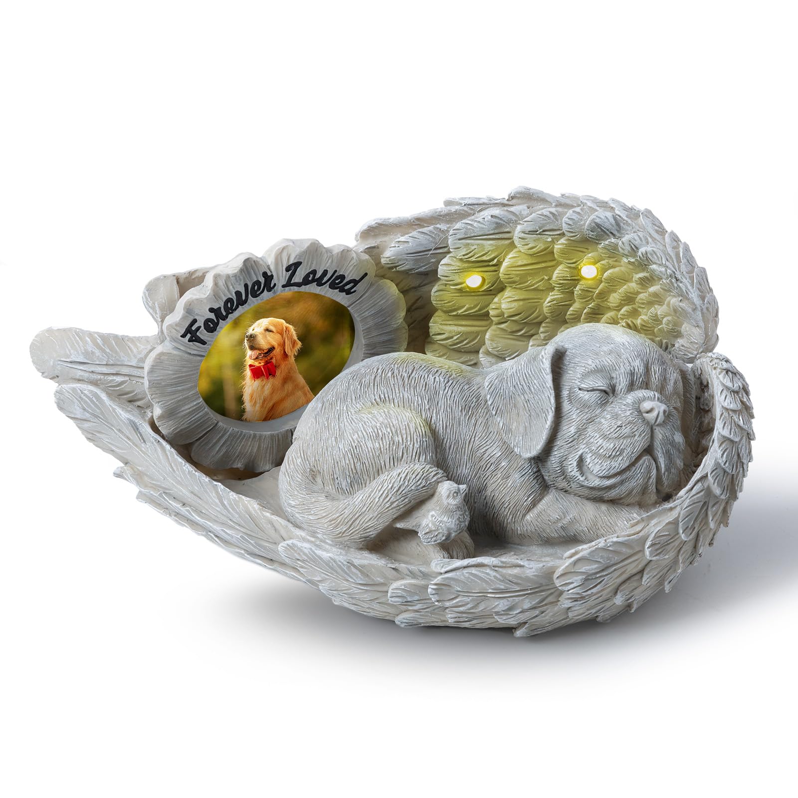 MoDinity dog memorial angel statue with photo frame for outdoor display and cherished memory