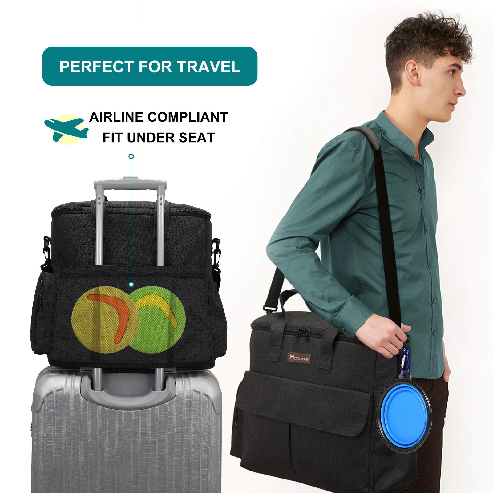 Modoker dog travel bag collapsible bowls for on-the-go meals