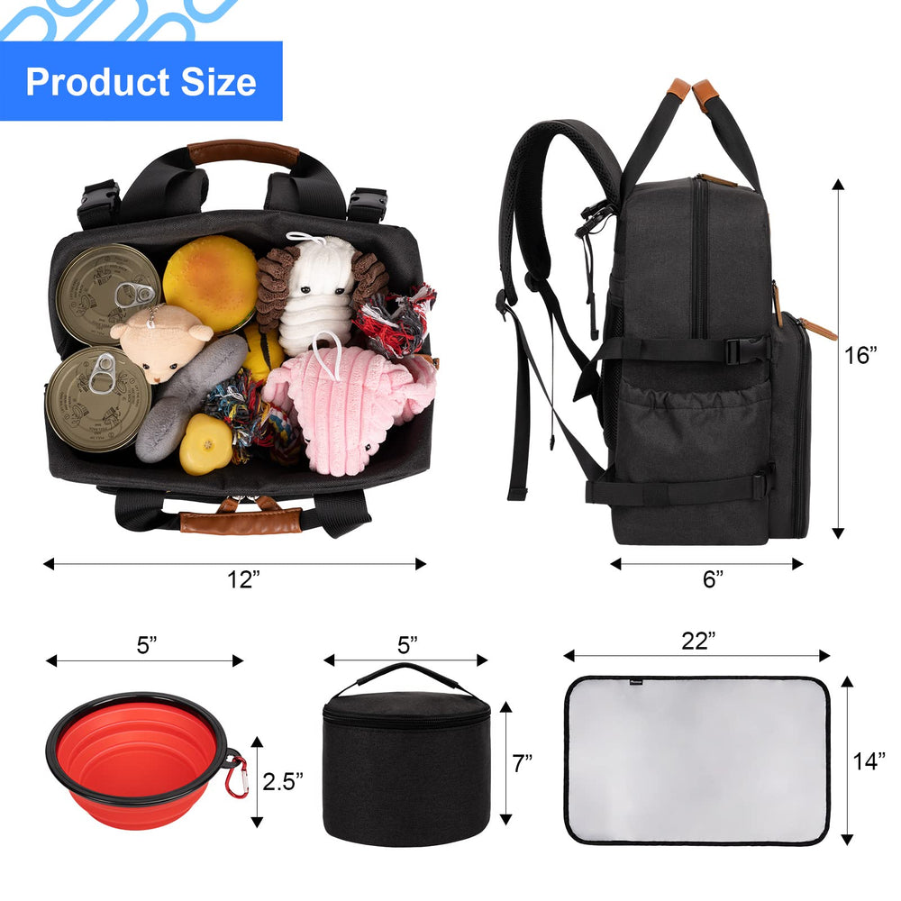 Modoker dog travel bag multi-pocket design organizes food, bowls, and accessories.