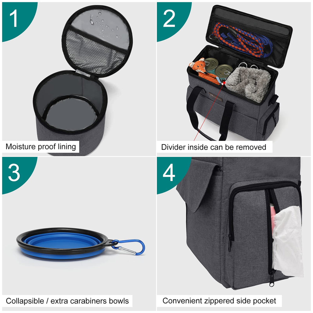 Modoker two food carriers bag for on-the-go pet meals during travel.