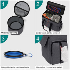 Modoker two food carriers bag for on-the-go pet meals during travel.