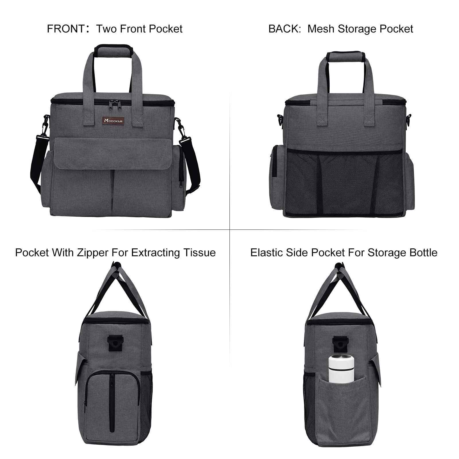 Modoker pet travel bag with large inner compartment for organized essentials.