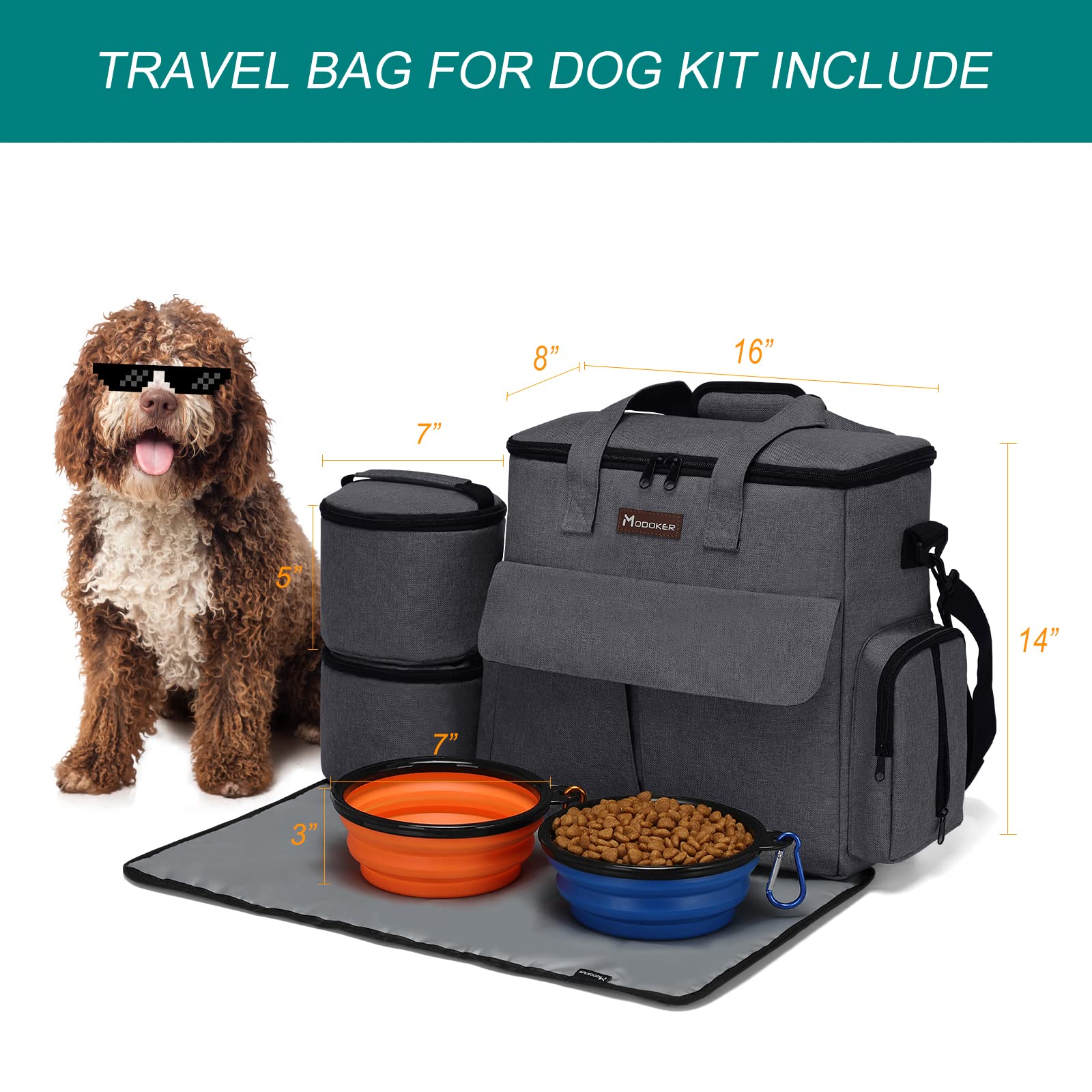 Modoker water-resistant placemat protecting surfaces during pet meals.