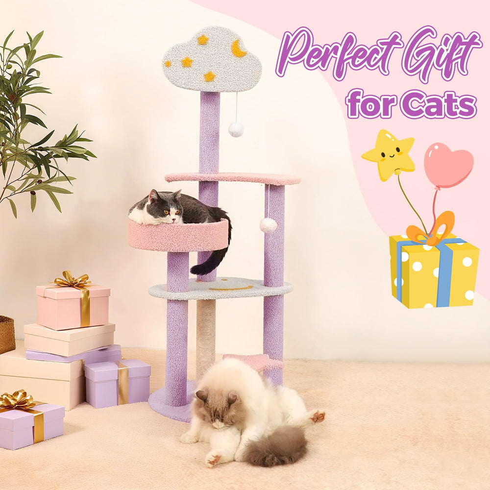MODUSKYE Moon Star Cat Tree soft pink purple color fits modern decor