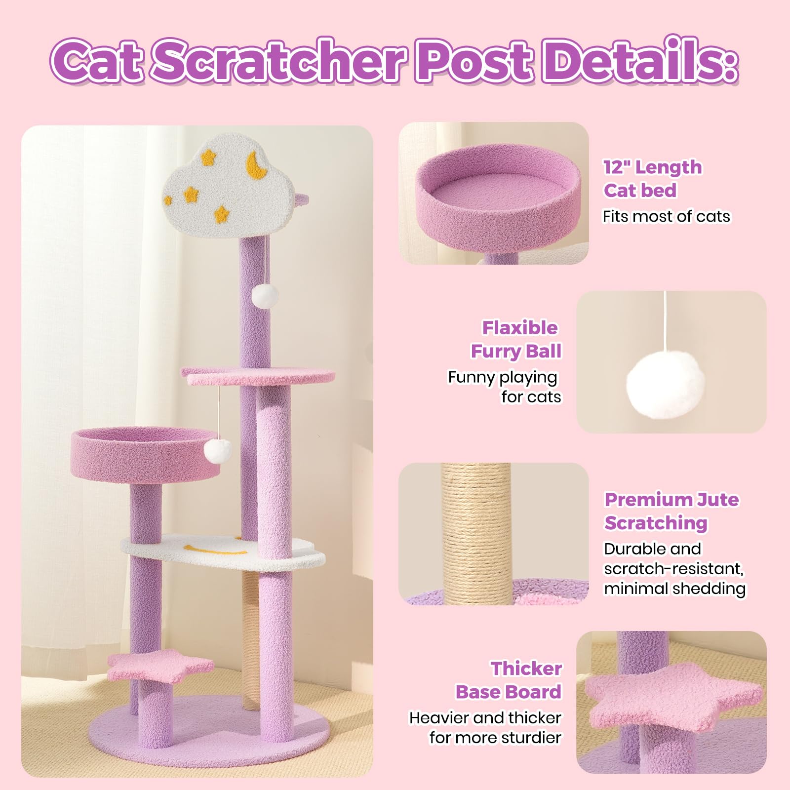 MODUSKYE Moon Star Cat Tree three-pillar design supports confident climbing