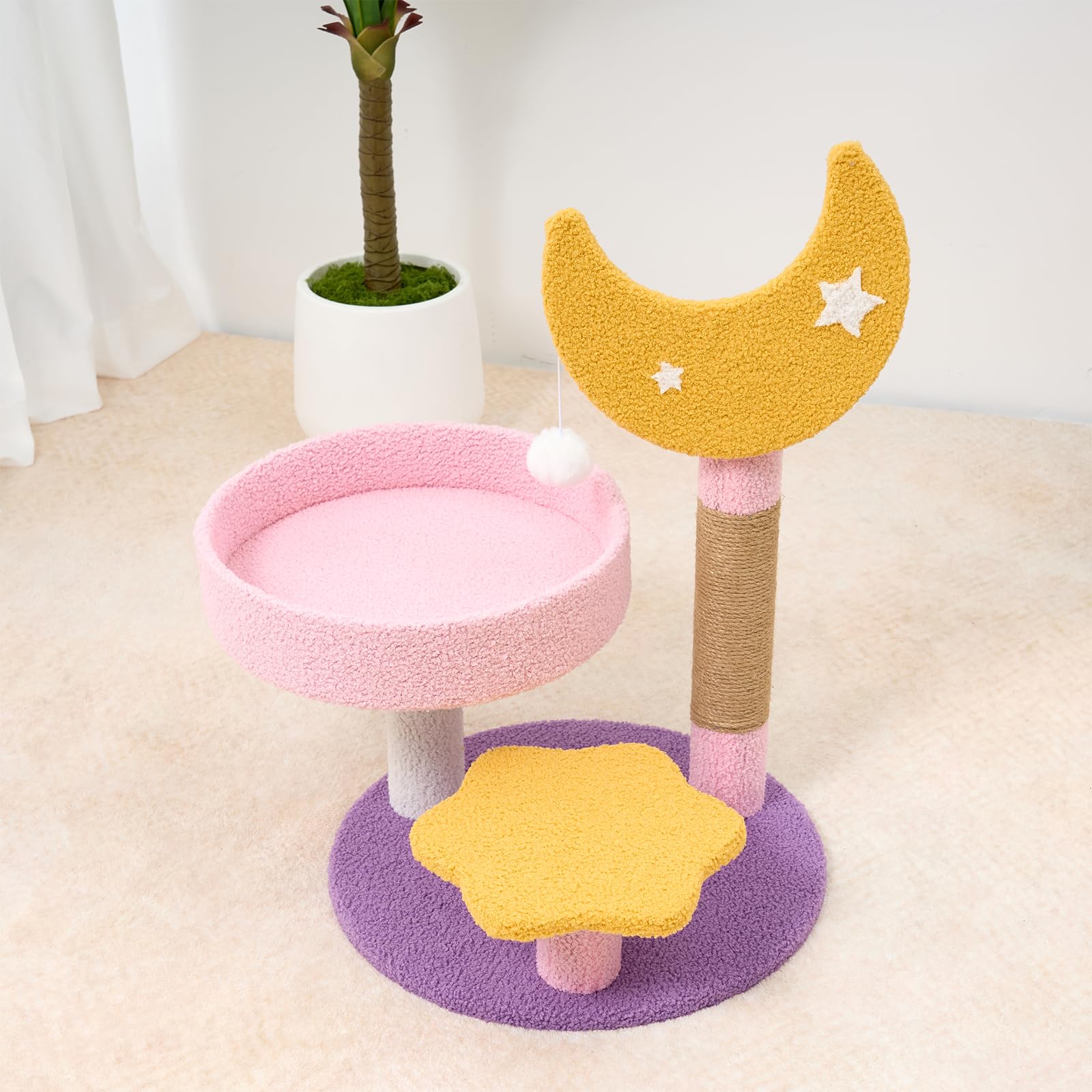 MODUSKYE small cat tree wood base provides stability during climbing
