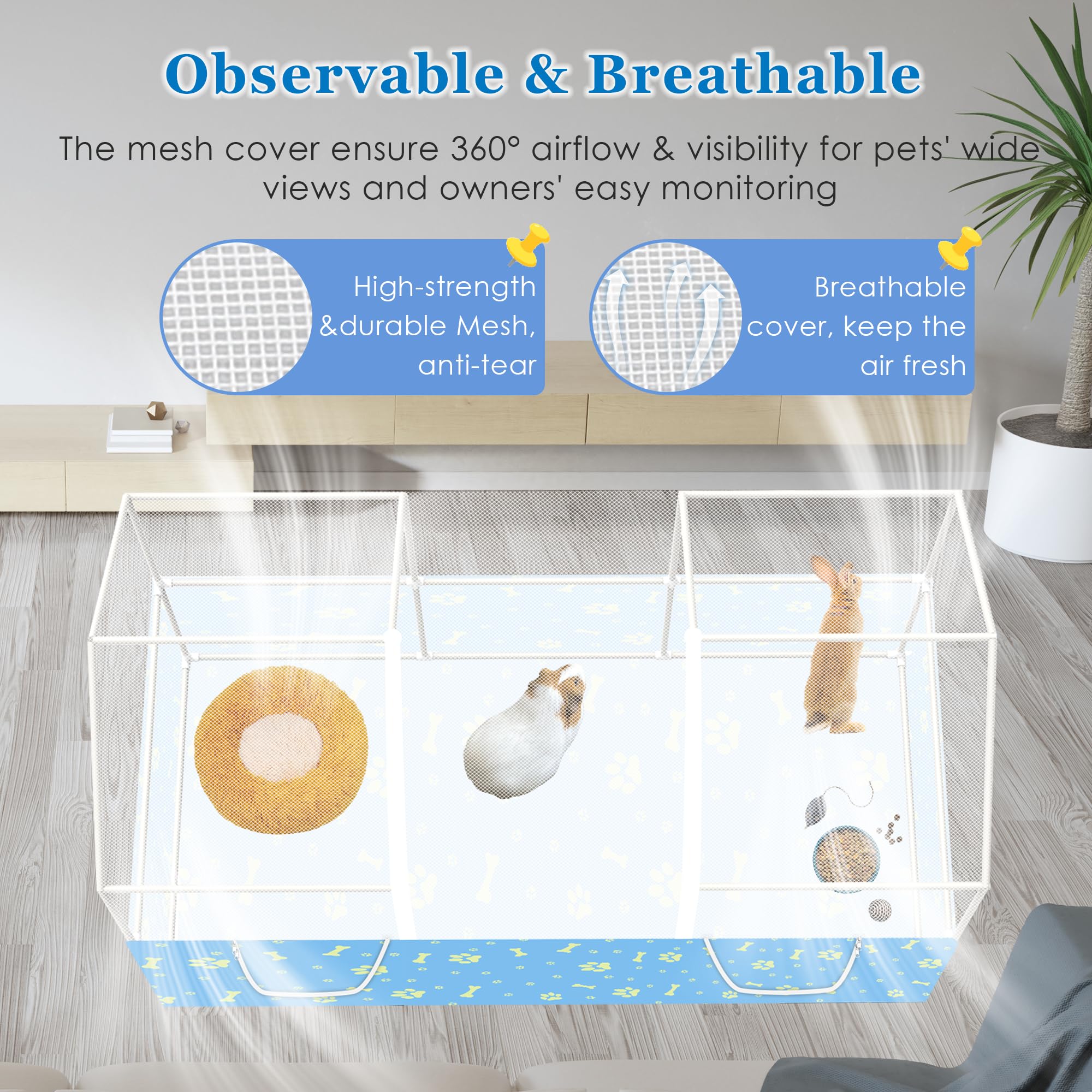 MODESLAB breathable mesh top cover offers full visibility while preventing escapes