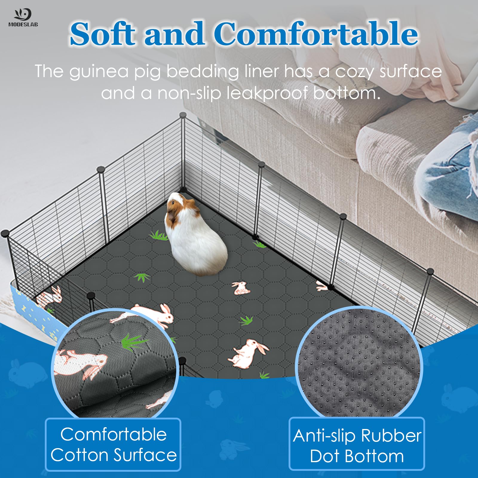MODESLAB guinea pig cage liner being washed to illustrate reusable and easy maintenance