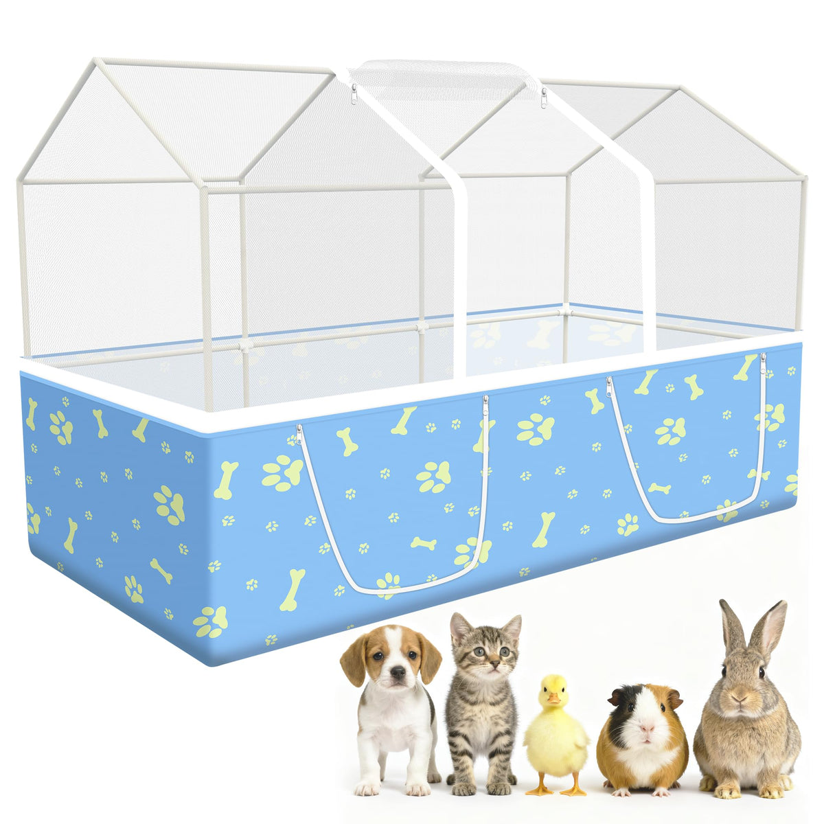 MODESLAB rabbit cage side view shows sturdy 24x48 frame for safe indoor play