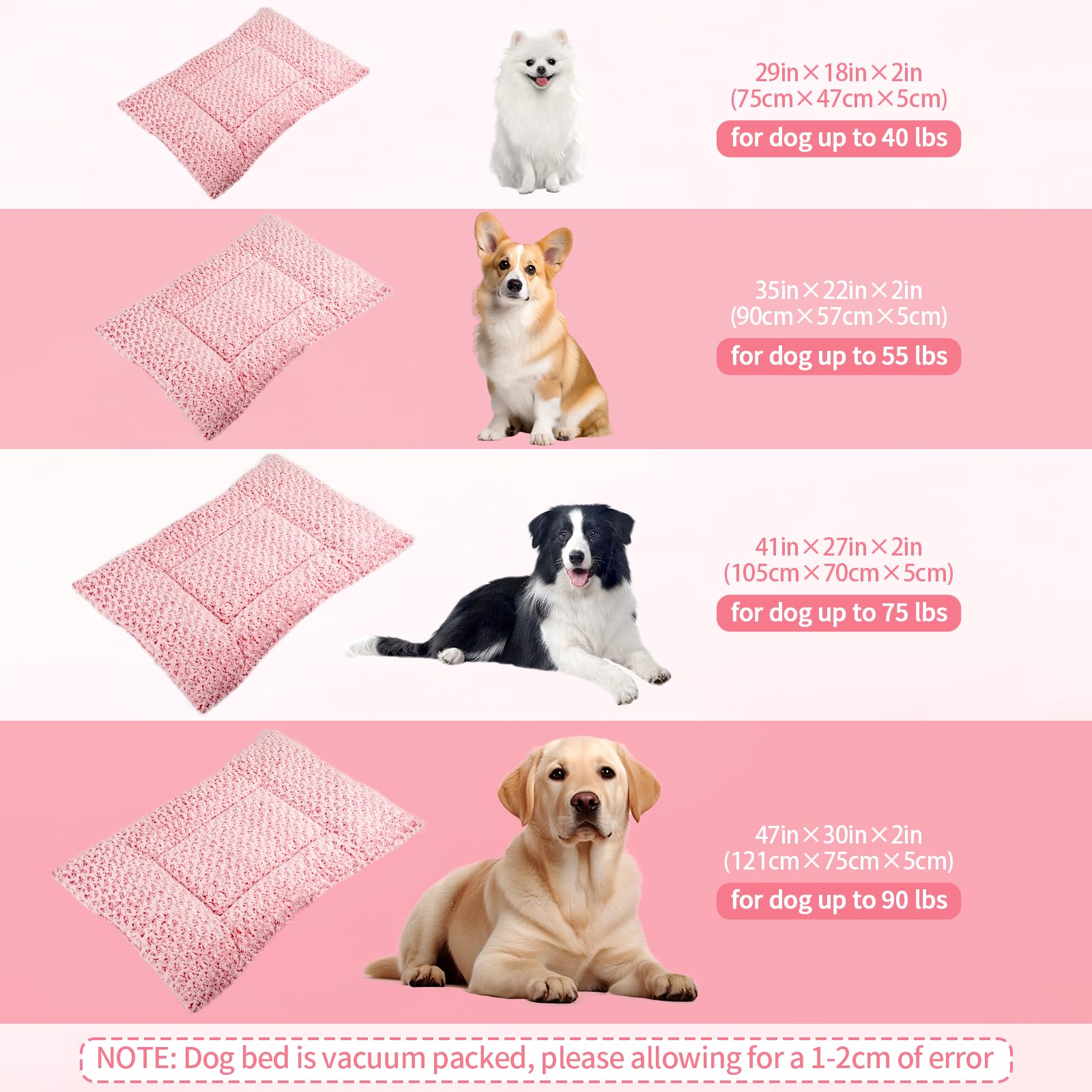 MoeQOassis 35x22-inch pink bed ideal for medium dogs.