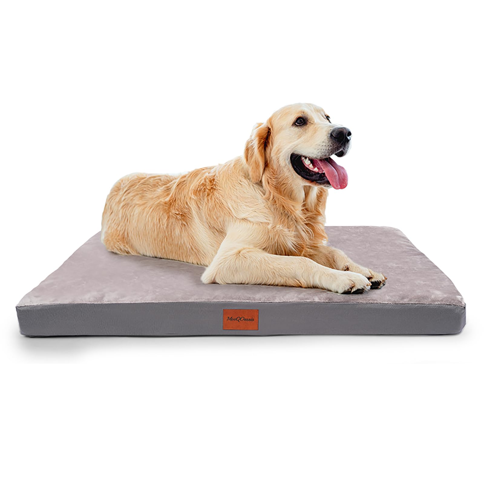 MoeQOassis waterproof dog bed 36x27 Grey, top view, ideal for large dogs dry