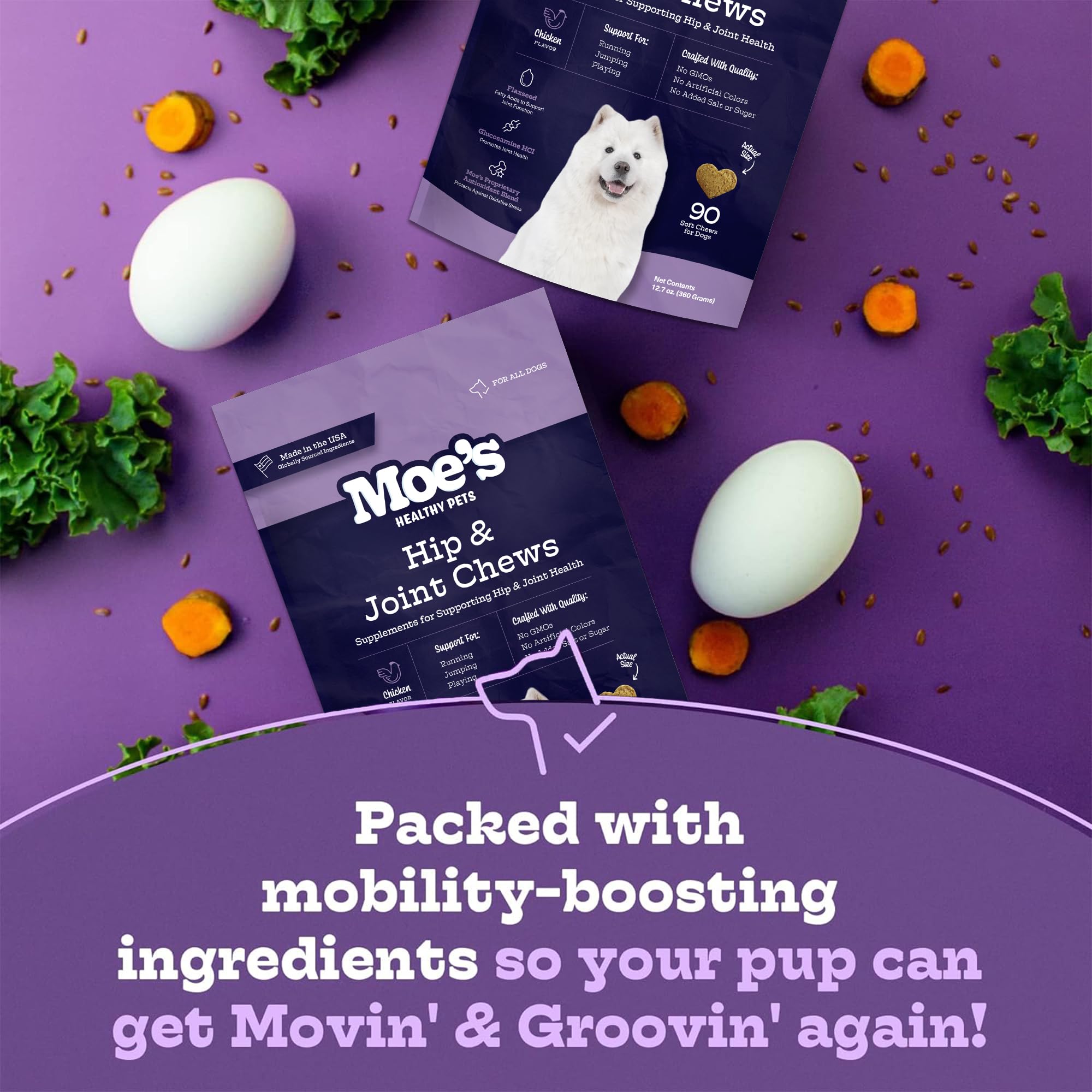 Moe's Healthy Pets soft chew close up illustrating easy to chew texture for daily use