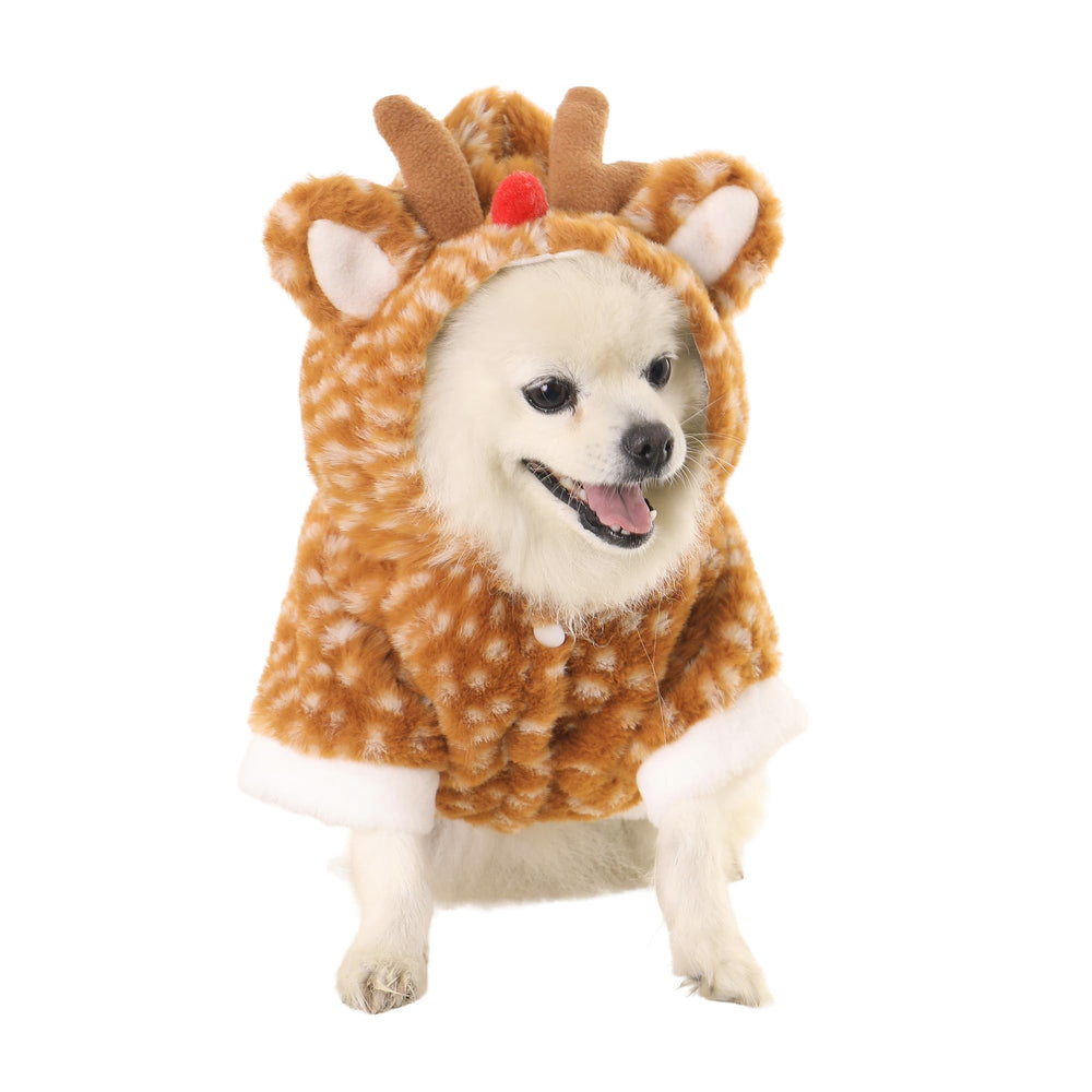 Mogoko Reindeer Dog Costume back view shows cozy, warm fit.