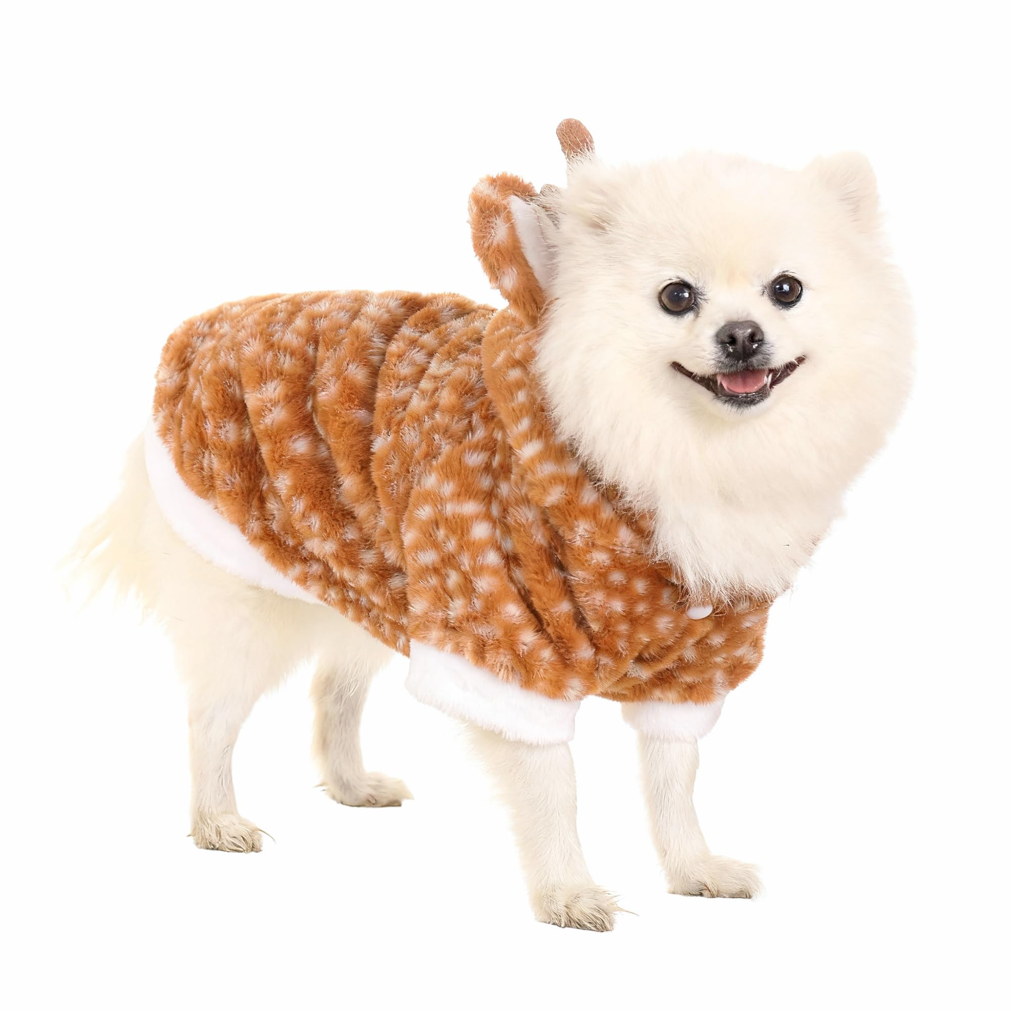 Mogoko Reindeer Dog Costume hoodie-fit demonstrates easy wear and comfort.
